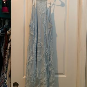 Blue spaghetti strap lace dress